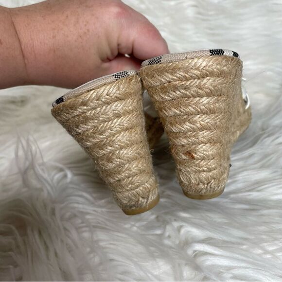 Burberry strappy Nova check Plaid Jute‎ wedge Espadrille sandals Coastal 37 - Picture 6 of 10